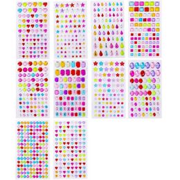 Q6H3 Tattoo Transfer Muticolor Self Adhesive Gems Stickers for Crafts Bling Rhinestones Assorted Shapes Jewels Rhinestones Stickers Girls Kids Gifts 240426
