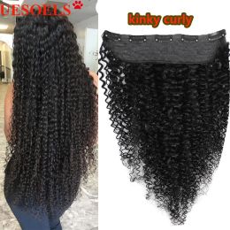 Wigs 30Inch 100g/Set Kinky Curly Clip In Human Hair Extensions With 5 Clips In One Piece Brazilian Natural Human Hair Extension