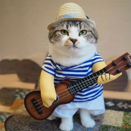 Sets Funny Pet Clothes Guitar Player Cosplay Dog Costume Guitarist Dressing Up Party Xmas Halloween New Year Clothes For Dog Cats