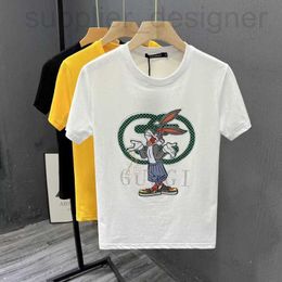 Men's T-Shirts designer Chaopai net red Mashimaro hot drill printed round neck short sleeve T-shirt for men 2023 new style ruffian handsome guy half FYTC