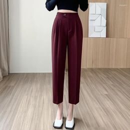 Women's Pants 2024 Spring And Autumn Radish Suit High Waist Straight Small Cropped Tapered Harem Smoke Tube Trousers
