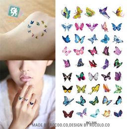 Tattoo Transfer Body Art Waterproof Temporary Tattoos For Women 3D Beautiful Butterfly Design Small Arm Tattoo Sticker Wholesales RC2315 240427