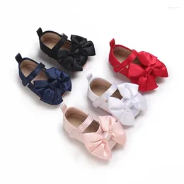 First Walkers FOCUSNORM 5 Colours Infant Baby Girls Boys Cute Shoes 0-18M Big Bowknot Soft Sole Flat Prewalker Anti-Slip