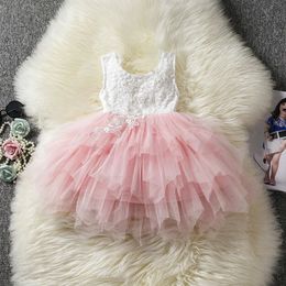 Girls Pink Summer Dress Sequined Evening Party Princess Velvet Tutu Gown Baby Year Clothes Toddler Girl Xmas Dresses 26Y 240423