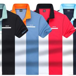 24 Summer Bosss POLO shirt Designer Fashion Business Gentleman short sleeve lapel patchwork printed polo shirt men leisure luxury all match M-3XL