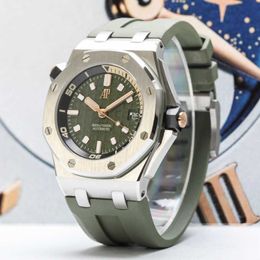 Designer Watch Luxury Automatic Mechanical Watches 15720 Series 42 Diameter Army Green Dial Stainless Steel Material Mens Full Set Movement Wristwatch