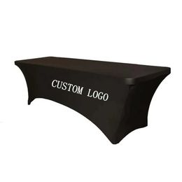 Table Cloth Customised outdoor elastic advertising tablecloth 4 feet 6 feet 8 feet spandex printed tablecloth 240426