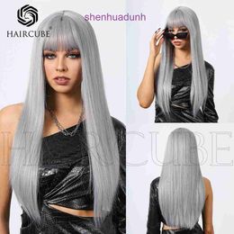 HAIRCUBE Silver Grey Straight Hair Style Selection cos Wigs