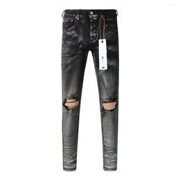 Women's Pants Fashion Purple ROCA Brand Jeans With Top Street White Paint Distressed Repair Low Rise Skinny Denim US 28-40 SIZE