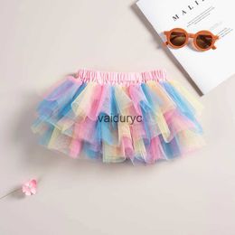 Skirts Summer Girls Tutu Skirt 1-4Y ldren Rainbow Princess Mini Skirts Toddler Girl Cute Skirts H240429