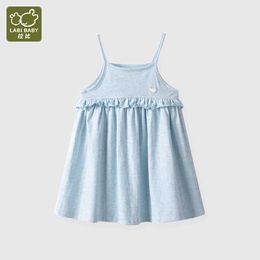 Girl's Dresses LABI BABY Girls Summer Cotton Dress Blue Purple Flawless Beach Dress Party Dress Childrens Clothing Childrens ClothingL2405