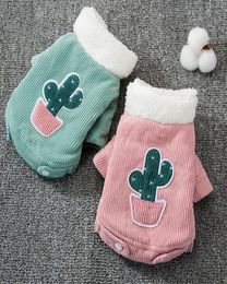 Cute Cactus Pet Clothes Dog Coat Jacket for Dogs Costume Winter Warm Dog Clothes Corduroy Dogs Pets Clothing for Dogs Chihuahua LJ5030858