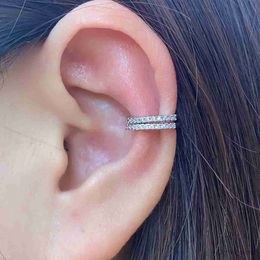 Charm 2PC Silver Color Geometry CZ Clip on Earrings for Women Men Creative Simple C Ear Cuff Non-Piercing Ear Clip 2024 Trend Jewelry