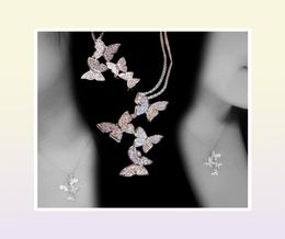 New Arrival Classical Fashion Jewellery 925 Sterling SilverRose Gold Fill Pave White Sapphire CZ Diamond Butterfly Pendant Women Ne8731594