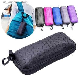 Sunglasses Cases Protective glasses box sunglasses holder zipper with ring compression portable rectangular bag for travel gift Q240426