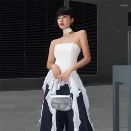 Party Dresses Woman Fashion Sleeveless Tops Irregular Flowing Fringe Design Sense Slim Skinny Bottoming Shirt Korean Blouses