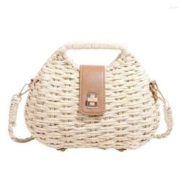 Totes Fashion Straw Shell Women Handbags Woven Box Shoulder Crossbody Bags Handmade Summer Beach Bag Small Purses Vacation 2024