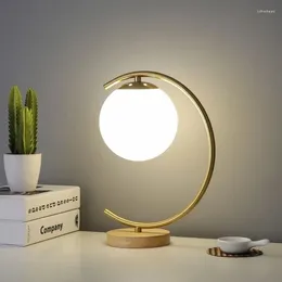 Table Lamps Modern Gold LED Lamp Desk Ball Lampshade Bedroom Living Room Study Reading Bedside Night Lighting Fixture