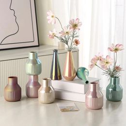 Vases Creative Colourful Electroplated Ceramic Dry Flower Arrangement Desktop Decorations Home Decoration