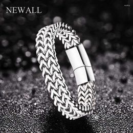 Link Bracelets 10mm Wide 316L Stainless Steel Men's Bracelet Simple Chain Male Jewellery Vintage Fashion Hiphop Gift Punk With Safe Lock