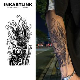 Tattoo Transfer Koi Fish temporary tattoo sticker waterproof magic tattoo lasts to 15 days fake tattoo semi permanent tattoo 240426