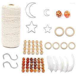 Decorative Figurines Macrame Kit For Dream Catcher Adults Craft Metal Circle Moon Star Wall Hanging