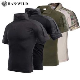 Tactical T-shirts Military camouflage shirt T-shirt Mens outdoor Airsoft tactical combat shirt hunting clothing top sports clothing 240426