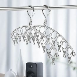 Organisation 6/8/10/16/20Pegs Stainless Steel Clothes Drying Hanger Windproof Clothing Rack Sock Laundry Airer Hanger Underwear Socks Clips