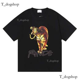 Designer Rhude T-shirt Luxury Brand Tees Print Tiger T Shirts Mens Womens Short Sleeve Summer Streetwear Tops Lover Clothes High Quality T Shirt Rhude 976