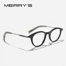 Sunglasses Frames MERRYS DESIGN Pure Titanium Acetat Glasses Frame Retro Oval Prescription Eyeglasses For Men Women Optical Eyewear S2432