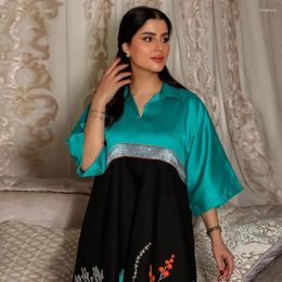 Ethnic Clothing Dubai Arabic Print Maxi Dress Eid Ramadan Muslim Women Evening Party Gown Marocain Kaftan Turkey Abaya Islamic Jalabiya