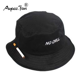 Wide Brim Hats Bucket Hats 2021 Solid Black Mens and Womens Bucket Hat Cigar Embroidered Chicken free Hip Hop Fishing Hat Adult Unisex Panama Bob Hat Flat Sunhat 240424