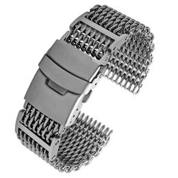 Watch Bands High quality mesh stainless steel strap 20mm 22mm 316L stainless steel bracelet suitable for Tianshu Omega wristband metal Milan strap 240424