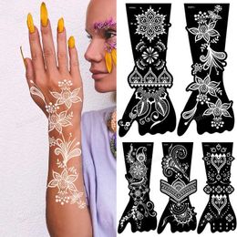 Tattoo Transfer Fashion Henna Tattoo Stencil Temporary Hand Tattoos DIY Body Art Paint Sticker Template Indian Wedding Bride Painting Kit Tools 240426