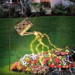 Party Decoration Solar Powered Sprinkles Fairy Light Trapezoid Waterproof Hollow Lamp Wrought Iron Shower Lights For Patio Homefavor Dhsdg