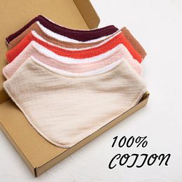 5pcs/set Cotton Bibs For Kids Baby Feeding Tableware Triangle Scarf Solid Colour born Burp Cloth Drooling Drops 240422