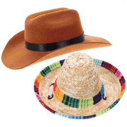 Dog Apparel Hats Pet Cowboy Straw Cat Party Headdress Dressing Accessory Dreses Lovely Decorative Has