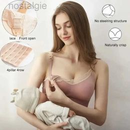 Maternity Intimates Lace Front Open Nursing Bra Soft Lace Breathable Seamless Maternity Breastfeeding Bras Maternal Support For Pregnant Women d240426