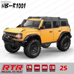 Electric/RC Car New 1 10 HB R1001 Mustang Simulation RC Climbing Vehicle Remote Control Model Awd Off road Vehicle Toy Compatible with 2s and 3s All Metal GearsL2404