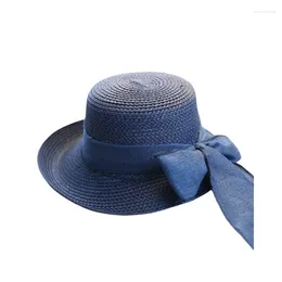 Wide Brim Hats Women Vintage Elegant Shade Sun Hat Outdoor Sun-Protection Oversized Beach Bucket Summer Apparel Accessories