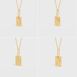 Personality Fashion Designer CELI Trendy Pendant Necklace 18k Gold Plated Suitable for European and American Women Zodiac Plate Square Necklace Jewelry Gifts