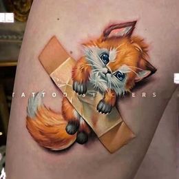 Tattoo Transfer Cartoon Fox Waterproof Temporary Tattoo Stickers for Men Women Cute Pets Small Fresh Art Fake Tattoos Animal Childlike Tattoos 240426