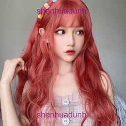 Wig female long curly hair big wave fluffy natural net red orange wool curl temperament trim face full head cover