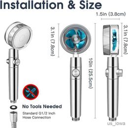 Bathroom Shower Heads High Pressure Turbo Fan Shower Head 360 Swivel Water Saving Propeller Flow Showerhead with Filter Rainfall Bathroom Accessories