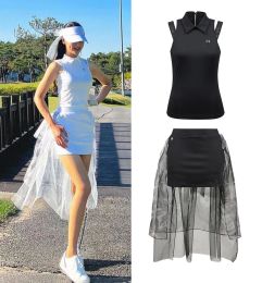 Shirts Ladies Golf Sleeveless Poloshirts/chiffon Yarn Skirts Summer Highquality Women's Slim Fit Tshirts/hip Wrap Skirts