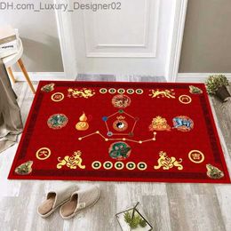 Carpet Chinese Vintage Style Five Emperors Money Australian Door Floor Mat Open Transport Family Blessing Decoration Q240426