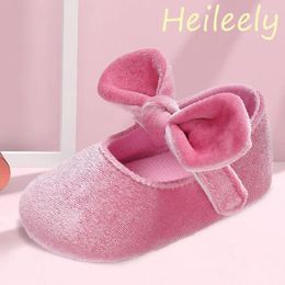 First Walkers 2024 Baby Shoes For Girl Pink Color Velvet With Bow Casual Flats 1 2 3