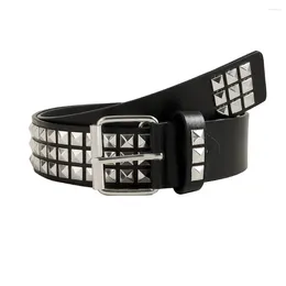 Belts Square Bead Rivet Belt Metal Pyramid Men Women Punk Hardware Jeans Alloy Buckle Decorative Accessories Waistband