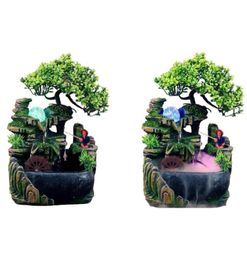 Garden Decorations Indoor Resin Rockery Waterfall Feng Shui Flowing Water Fountain Desktop Ornament Office Decor US Plug9842413