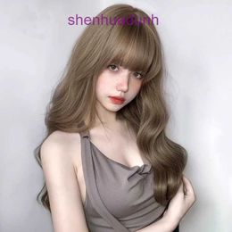 Hot selling bangs wig womens long hair full head cover new natural front curly simulated